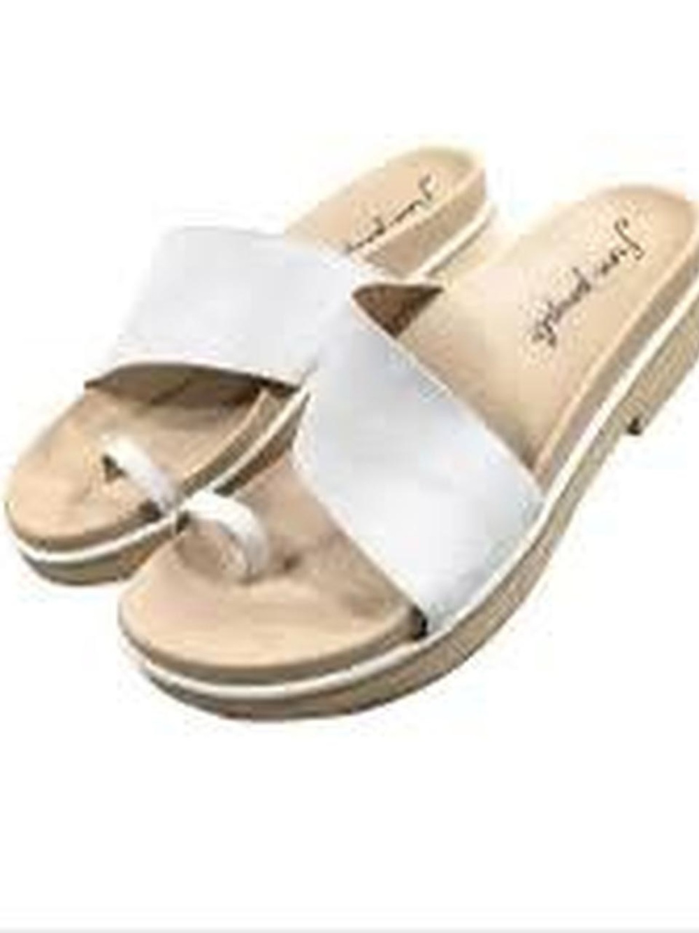Women’s White Slide Sandals with Toe Loop